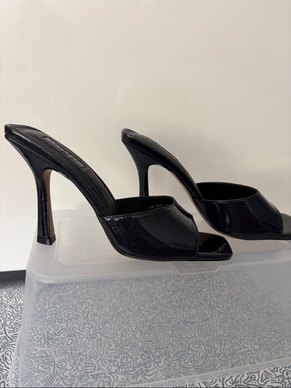 Topshop ASOS women’s Black Patent High Heel Mule size 8 BRAND NEW